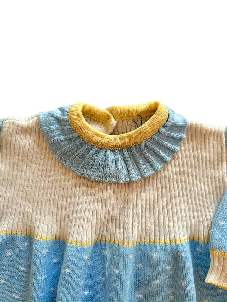Robe bleu collerette maille - 18/24 mois