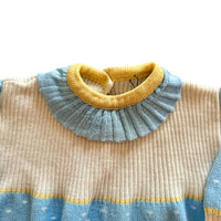 Robe bleu collerette maille - 18/24 mois