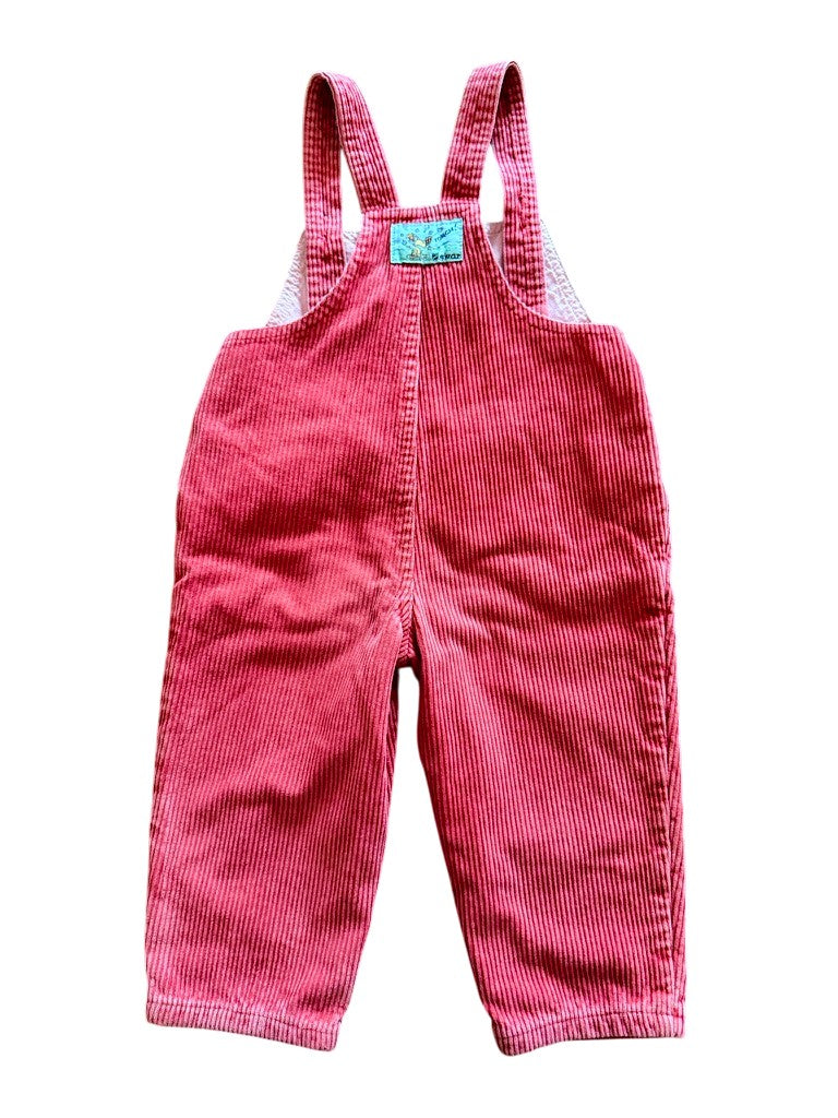 Salopette rayée velours côtelé rose - 24 mois