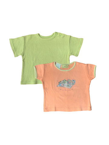 Lot de 2 t-shirts orange et vert - 24 mois