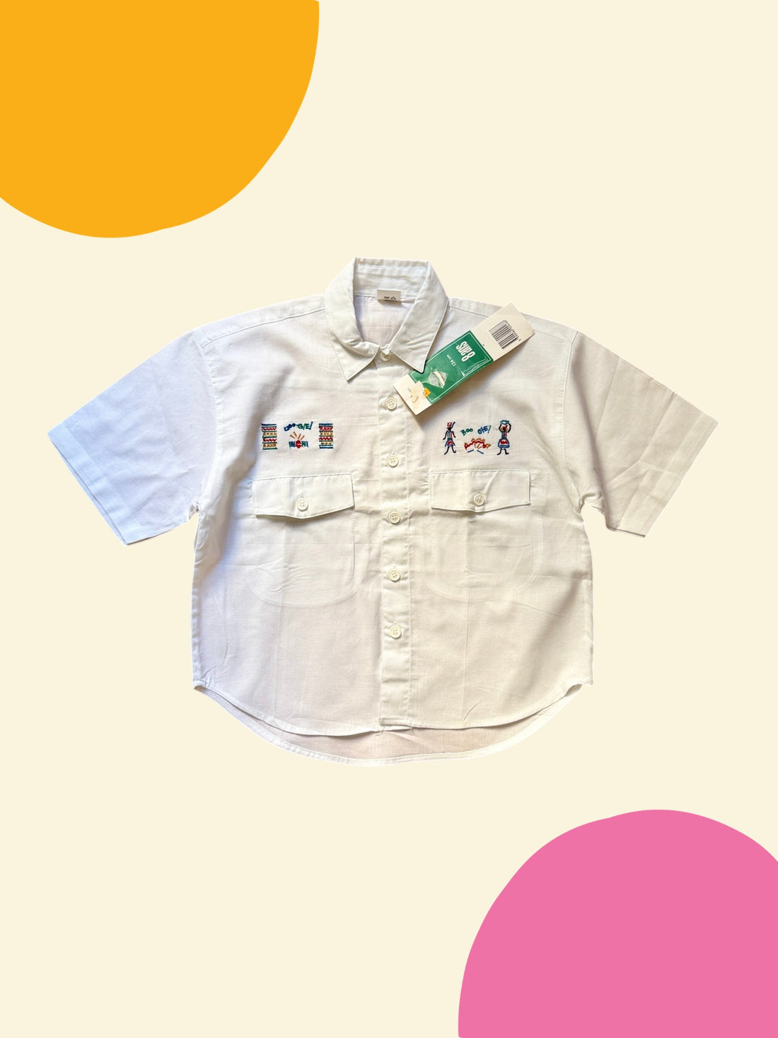 Chemisette broderies afrique blanche - 8 ans