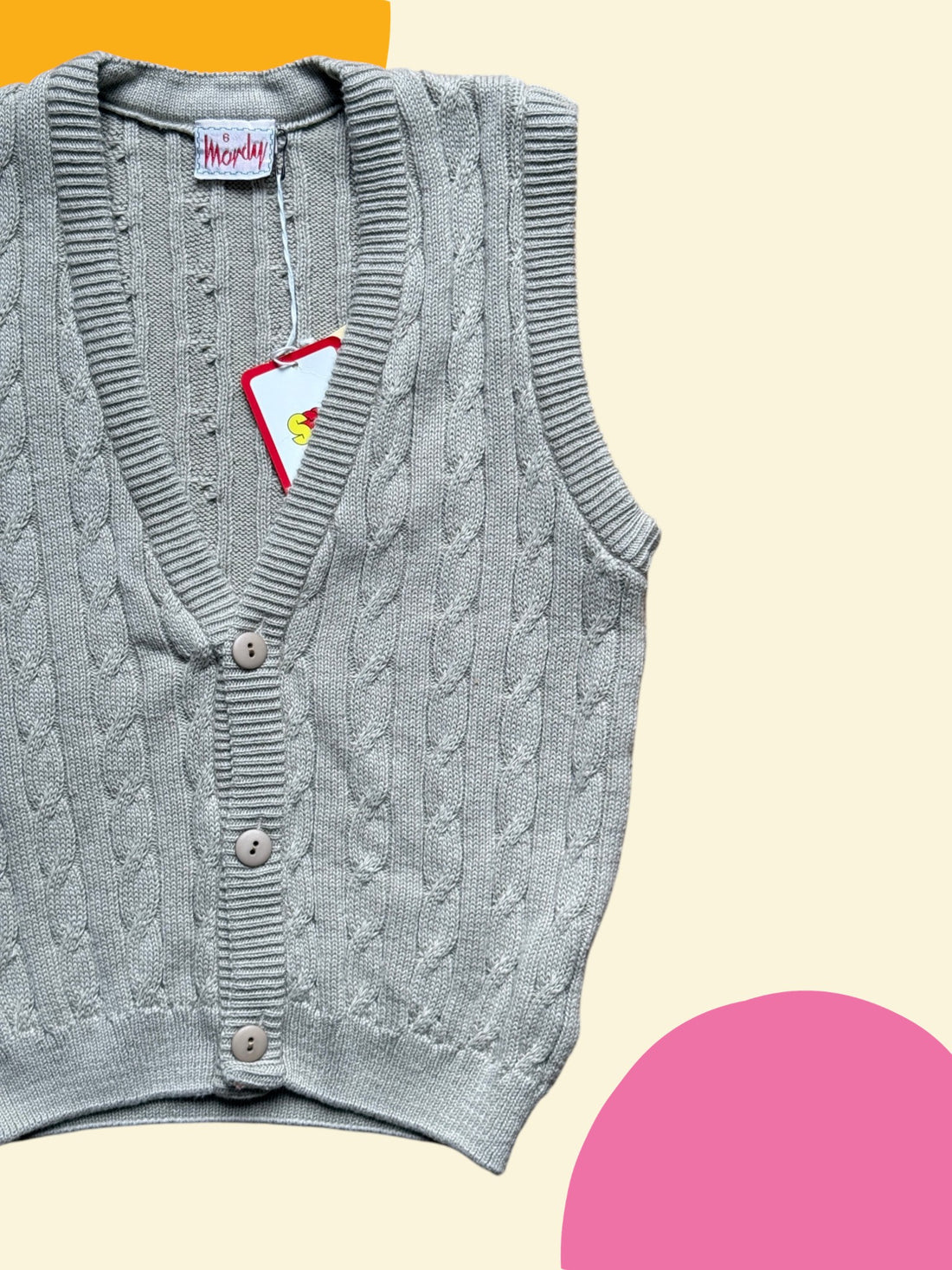 Gilet sans manches torsadé beige - 8 ans