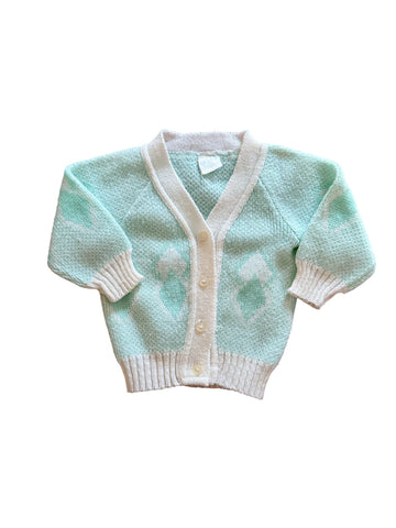 Gilet jacquard vert d'eau - 12 mois