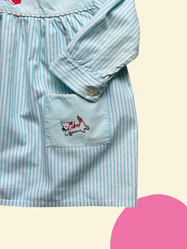 Blouse rayée bleue années 60 - 18/24 mois