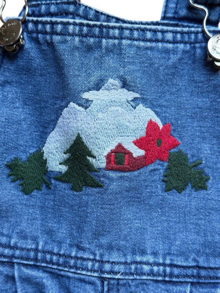 Salopette jean broderies montagne - 24 mois