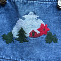 Salopette jean broderies montagne - 24 mois