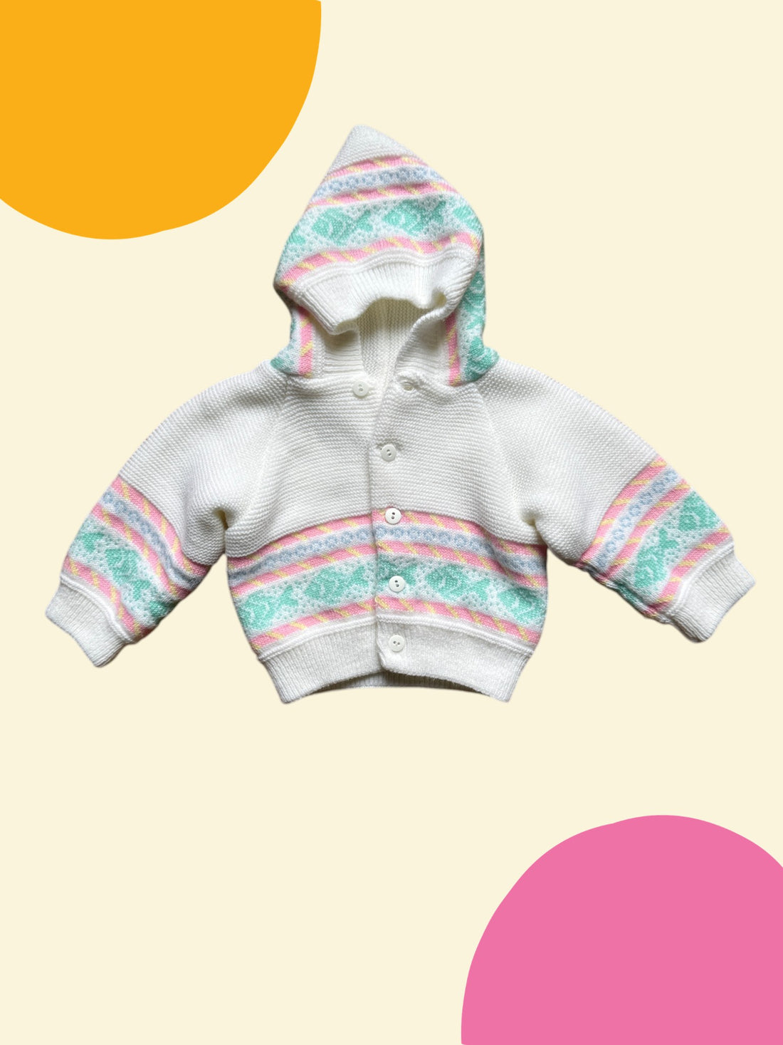 Gilet point mousse rayé pastel - 3 mois