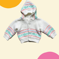 Gilet point mousse rayé pastel - 3 mois