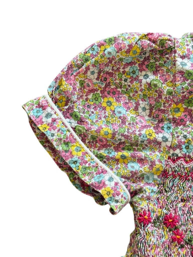 Robe fleurie smockée col claudine - 3 ans