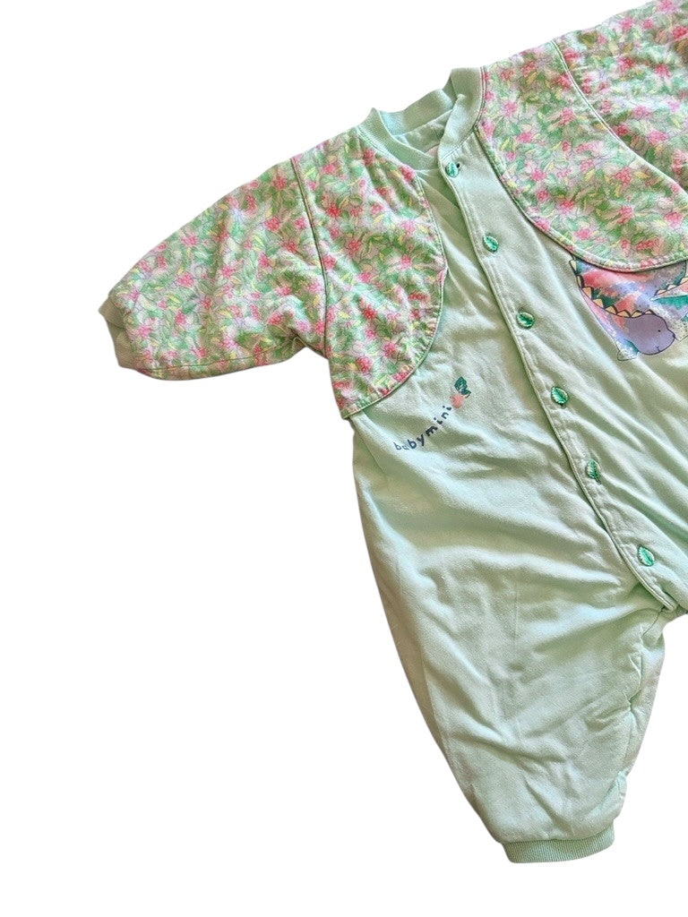 Combi molletonnée éléphant rose - 12 mois