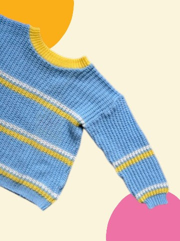 Pull ajouré bleu et jaune - 18/24 mois