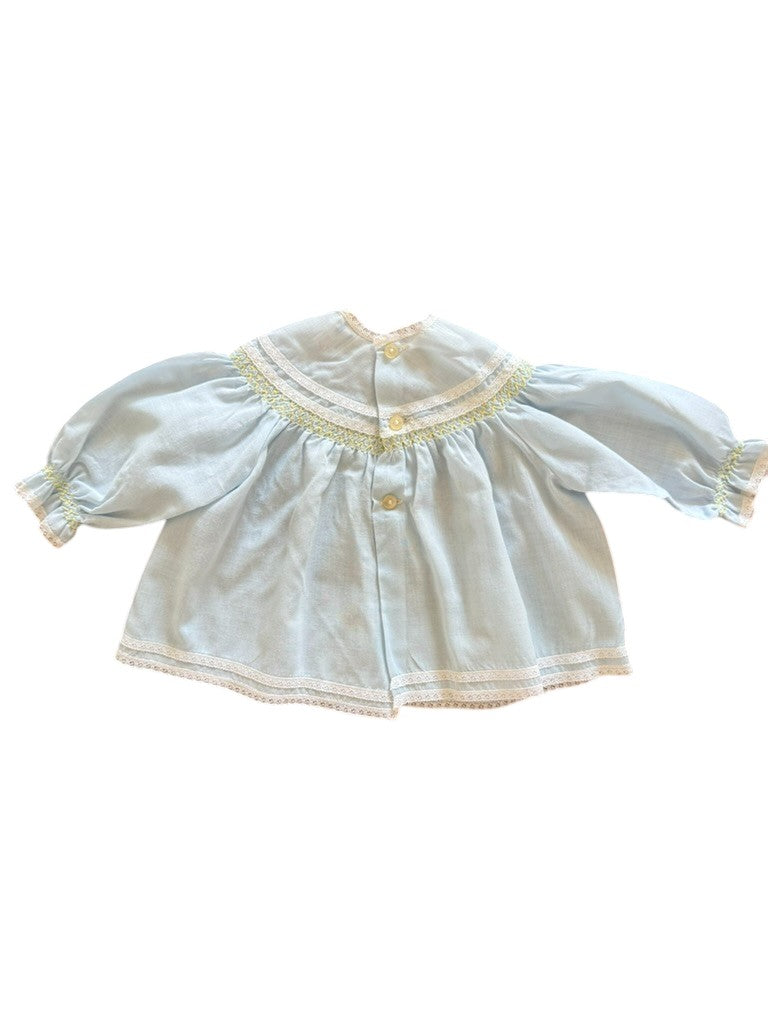 Blouse bleue brodée papillons - 3 mois