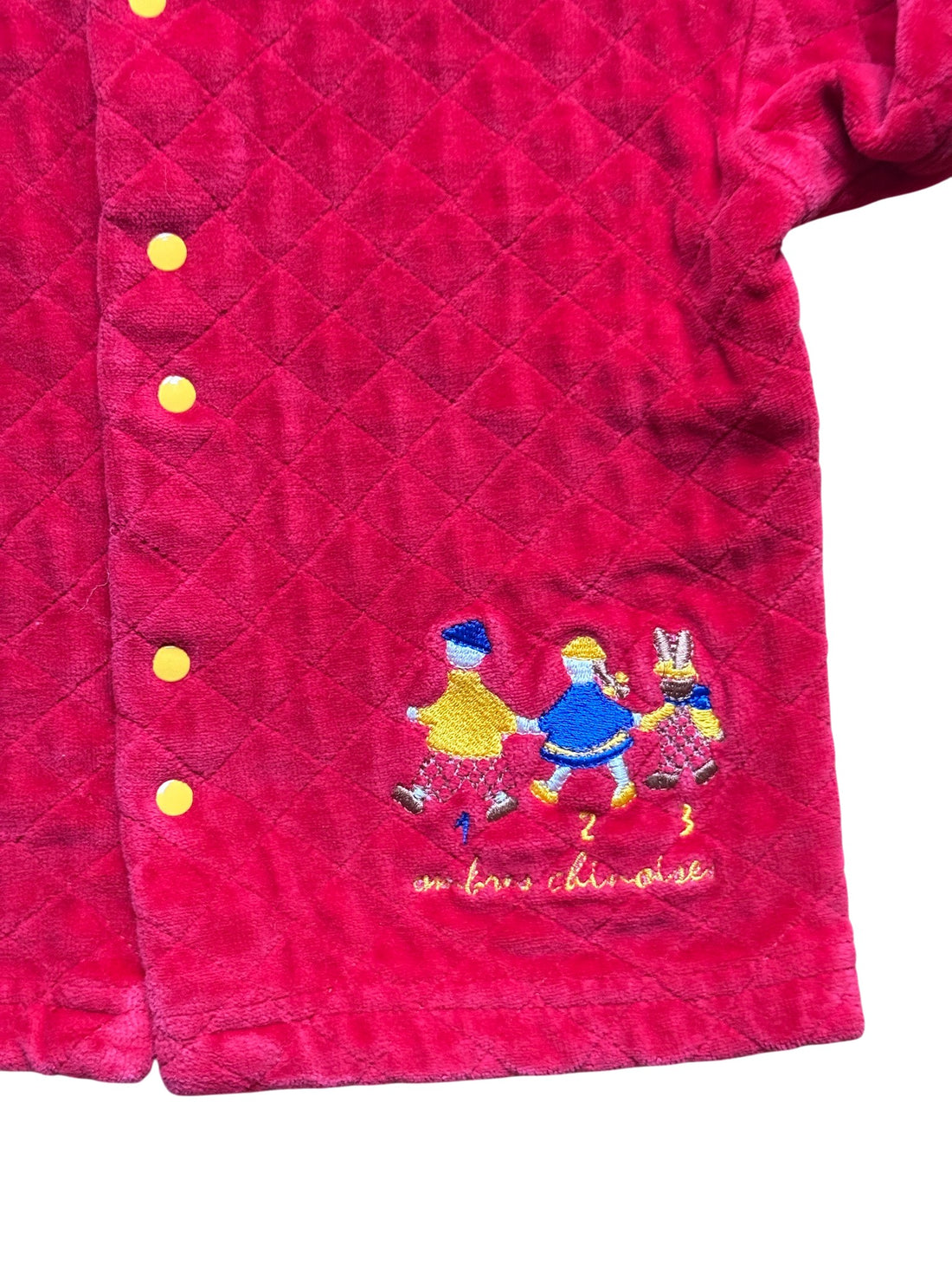 Gilet velours lisse rouge brodé made in Portugal - 12 mois