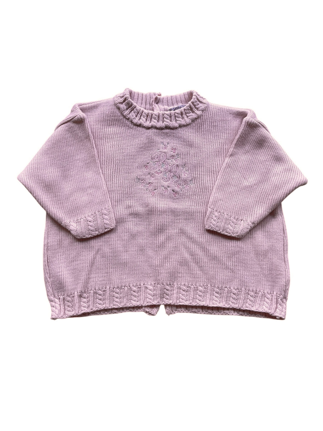 Ensemble tricot rose brodé - 18 mois