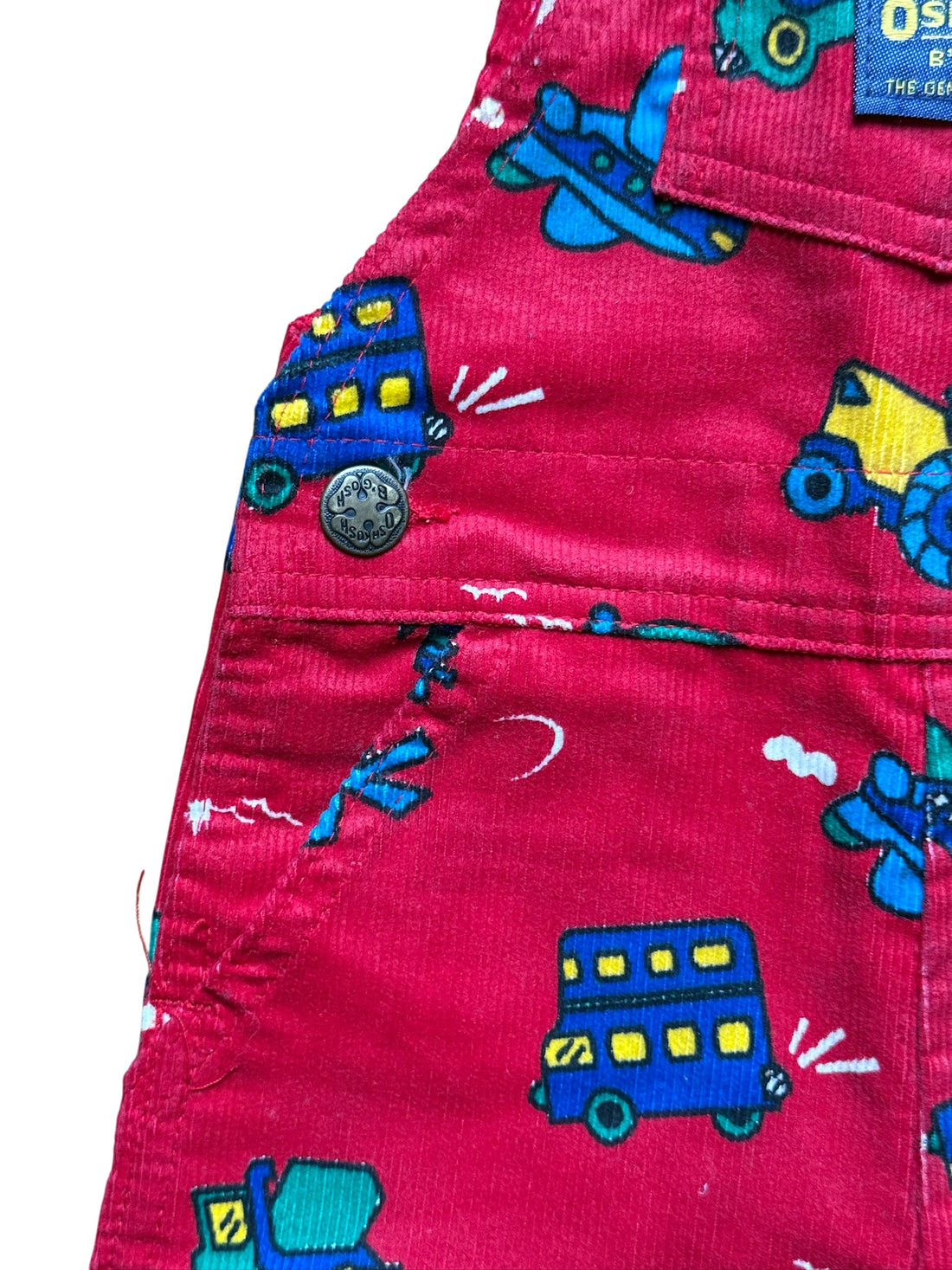 Salopette velours vehicules rouge - 12 mois