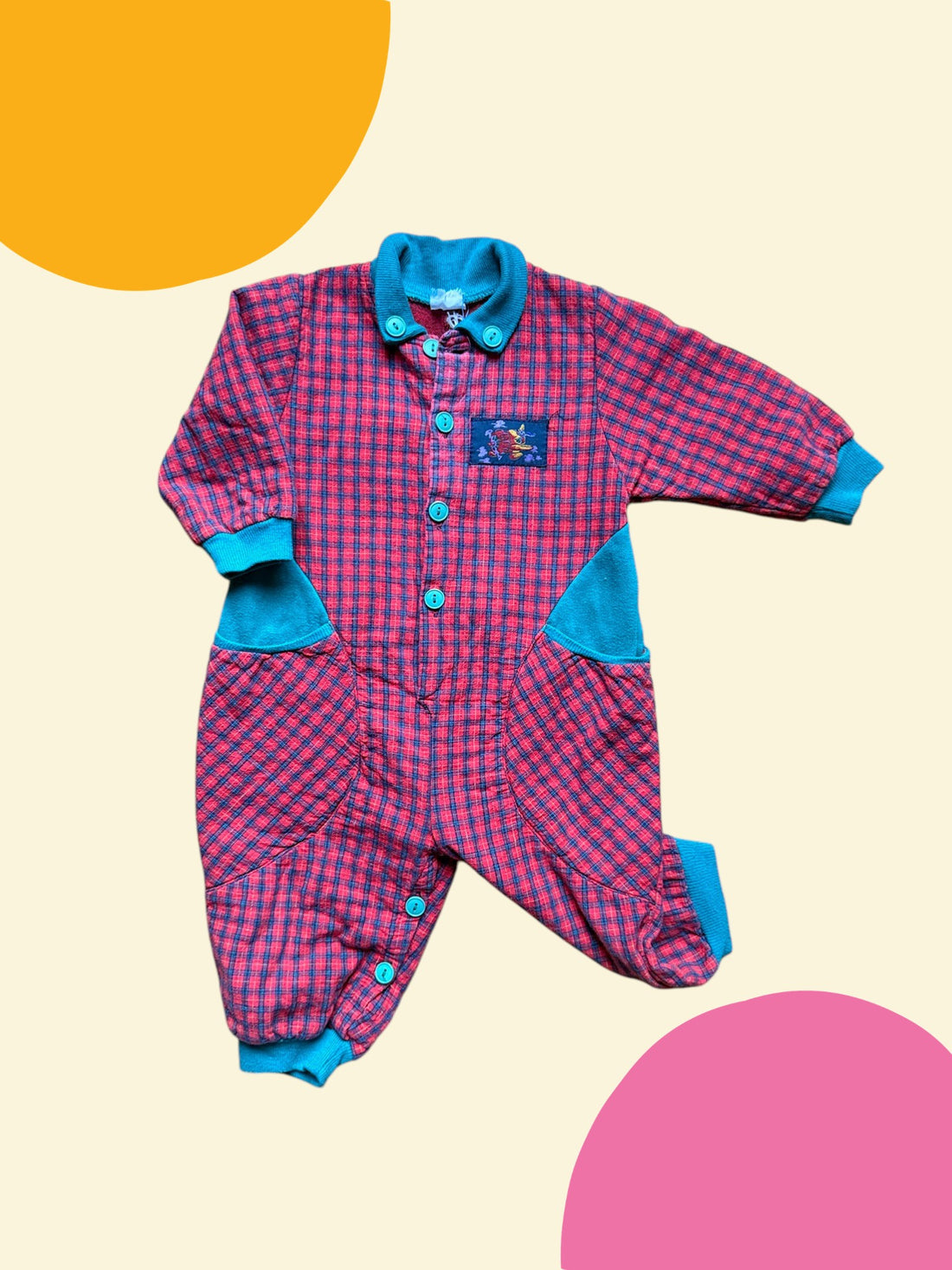 Combinaison tartan rouge et vert - 12 mois