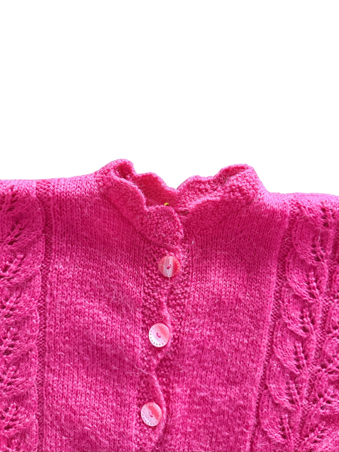 Gilet laine ajouré rose - 6/7 ans