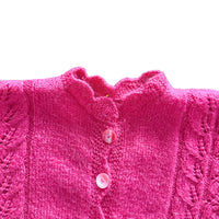 Gilet laine ajouré rose - 6/7 ans