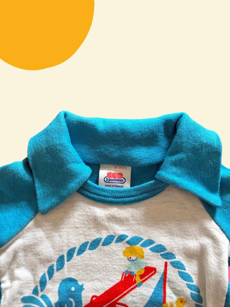 Ensemble court bleu plage - 6 mois