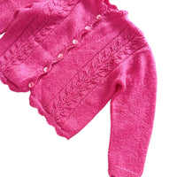 Gilet laine ajouré rose - 6/7 ans