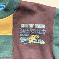 Sweat forêt colorblock vert et marron - 10 ans