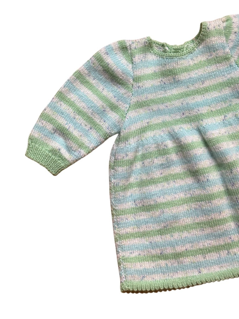 Robe tricot rayée verte - 3 mois
