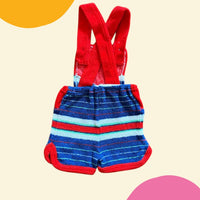 Salopette courte rayée rouge et marine - 6 mois