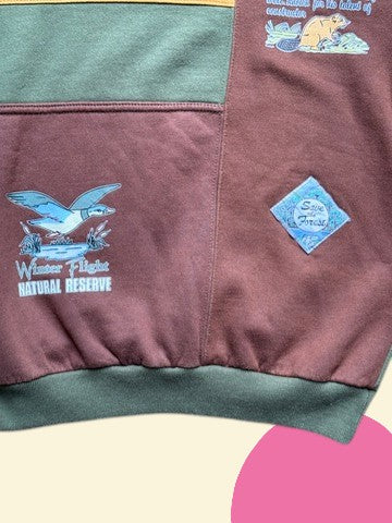 Sweat forêt colorblock vert et marron - 10 ans