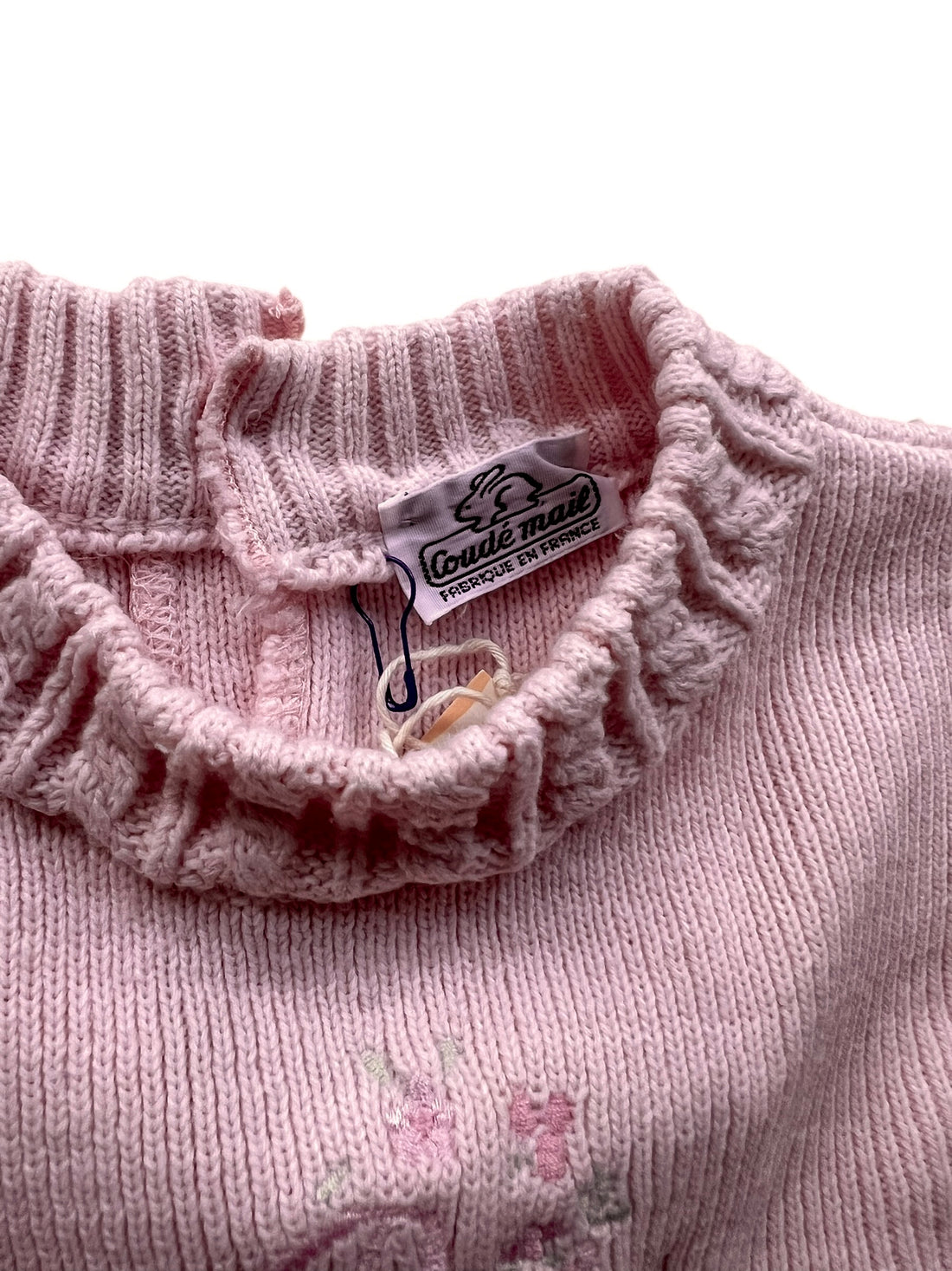 Ensemble tricot rose brodé - 18 mois