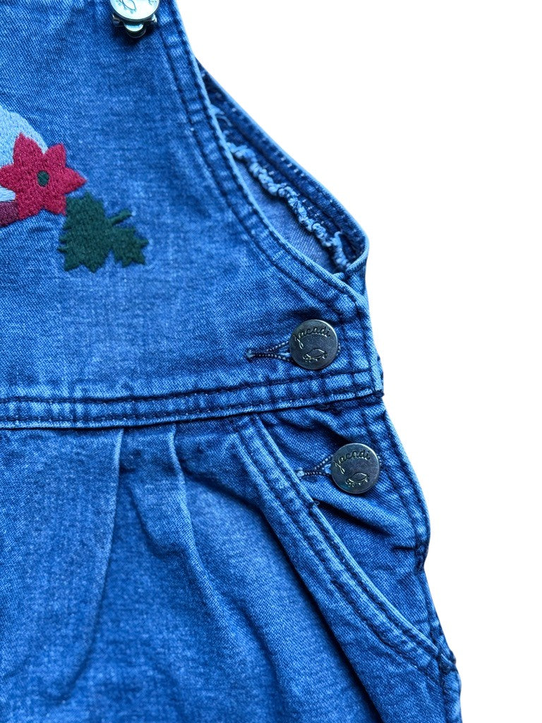 Salopette jean broderies montagne - 24 mois