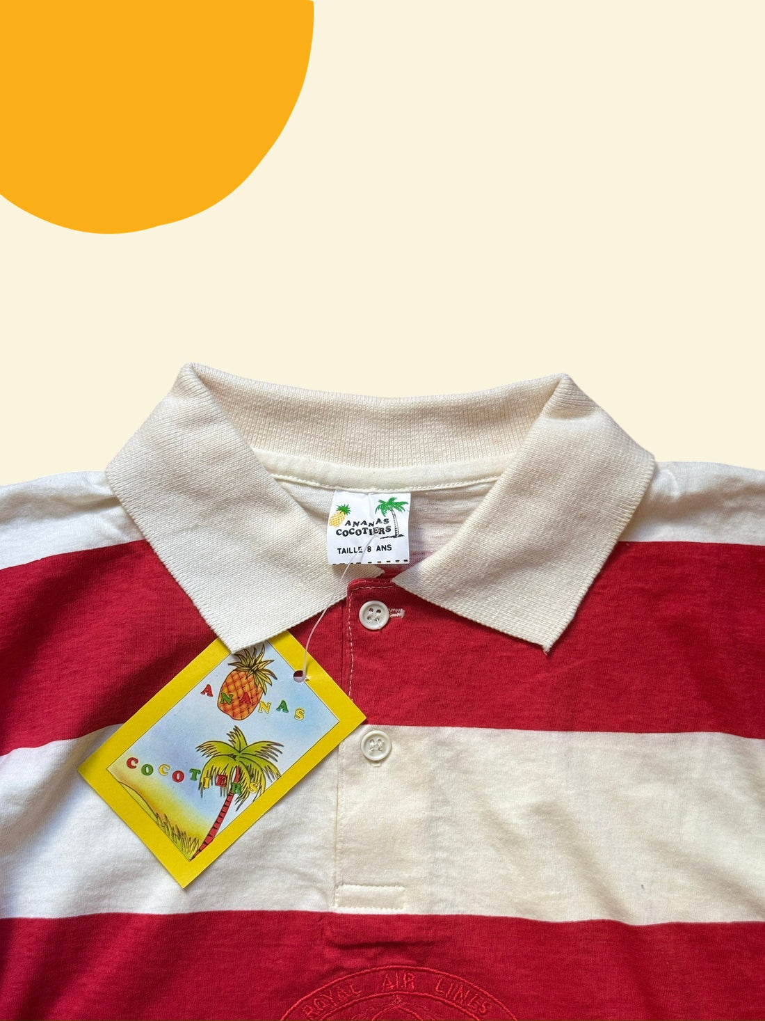 Polo rayé écru et rouge royal airlines - 6 ans