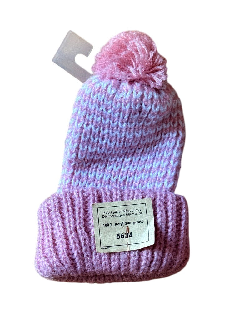 Bonnet rayé rose et blanc - 1/2 ans