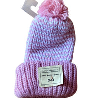 Bonnet rayé rose et blanc - 1/2 ans