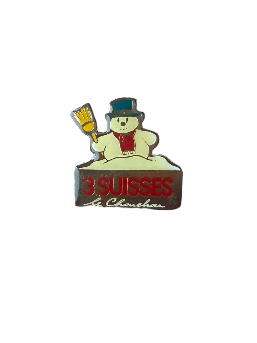 Pin's 3 Suisses bonhomme de neige 1992