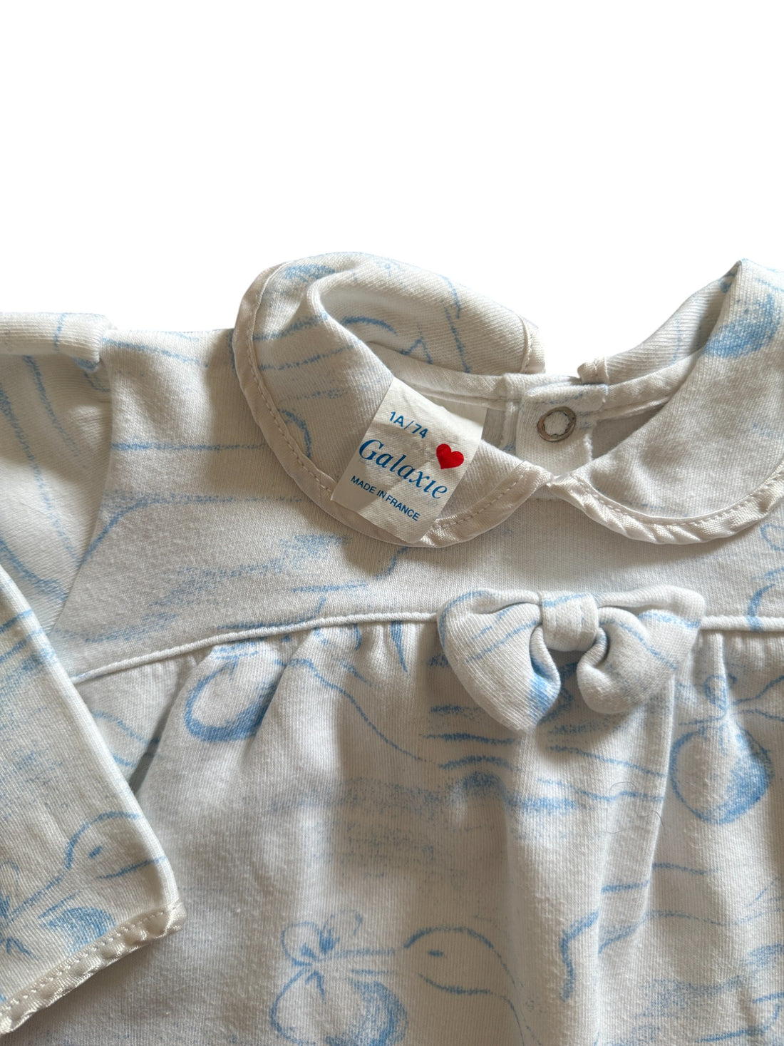 Robe molleton cigognes blanche - 12 mois