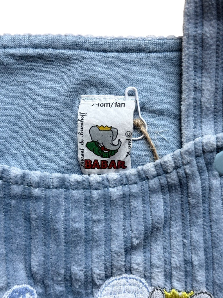 Robe salopette velours côtelé bleue - 12 mois