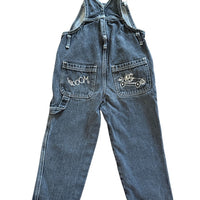 Salopette en jean noir brodée - 4 ans