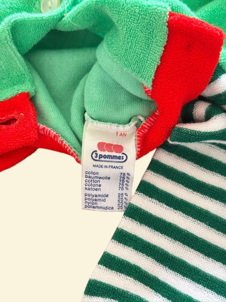 Pyjama rayé vert ours bain - 12 mois