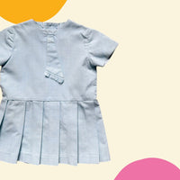 Robe pied de poule bleue années 60 - 24 mois