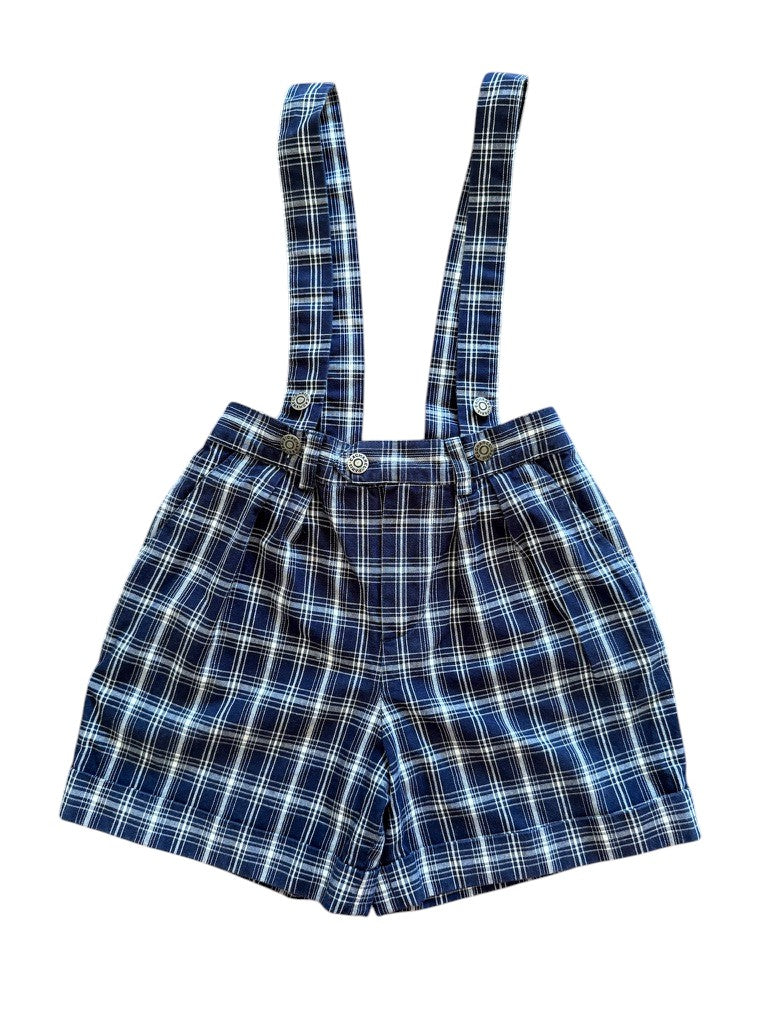 Short bretelles carreaux marine - 4 ans