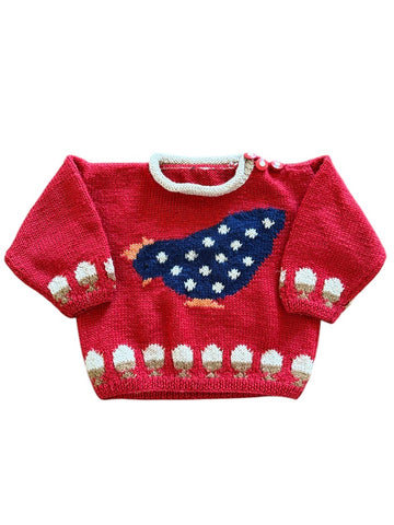 Pull tricot laine poule - 12/18 mois