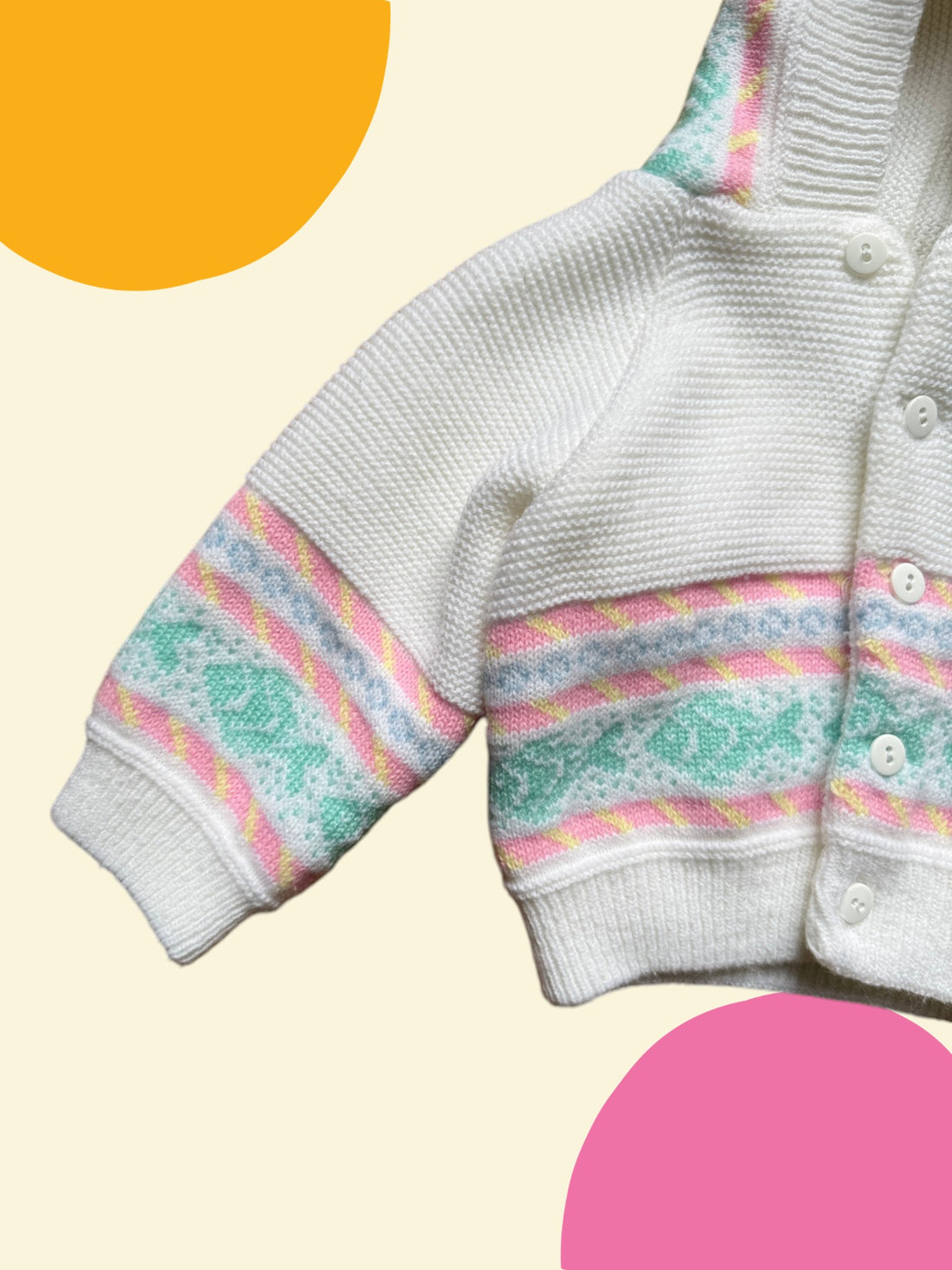 Gilet point mousse rayé pastel - 3 mois