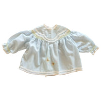 Blouse bleue brodée papillons - 3 mois