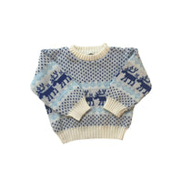 Pull jacquard rennes bleu - 6 mois