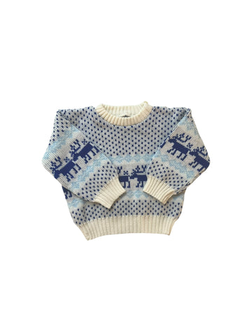 Pull jacquard rennes bleu - 6 mois