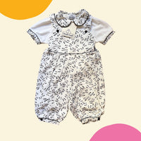 Ensemble t-shirt + salopette papillons marine - 12 mois
