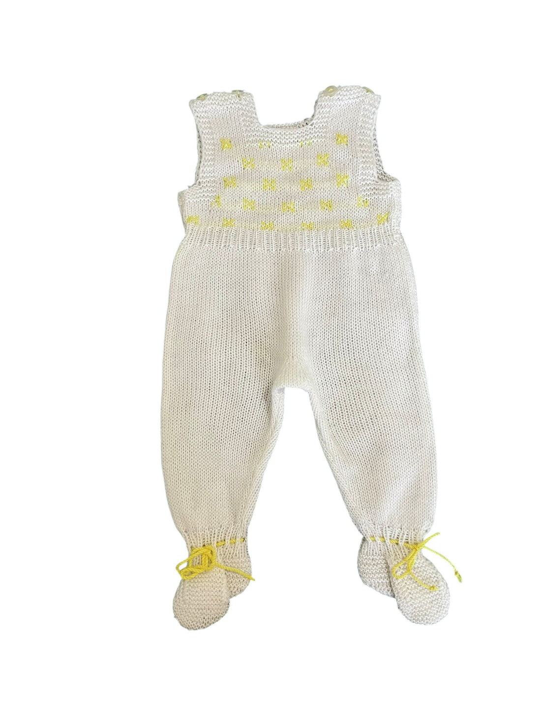 Combinaison tricot blanc et jaune - 3 mois