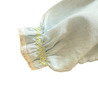 Blouse bleue brodée papillons - 3 mois