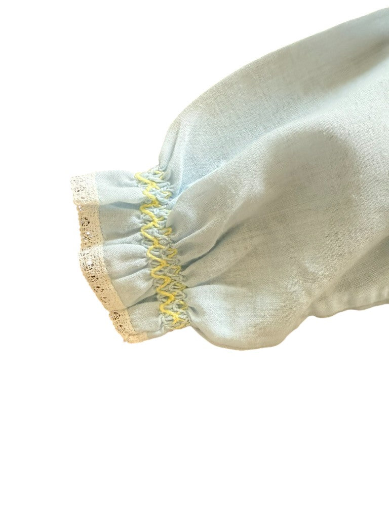 Blouse bleue brodée papillons - 3 mois