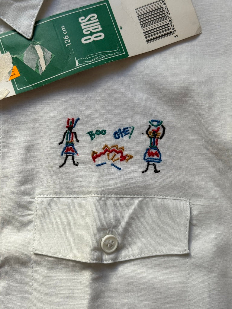 Chemisette broderies afrique blanche - 8 ans